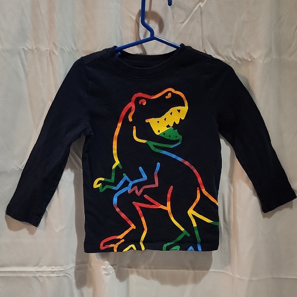 Old Navy Black and Red Long Sleeve Tee with Dinosaur Graphic